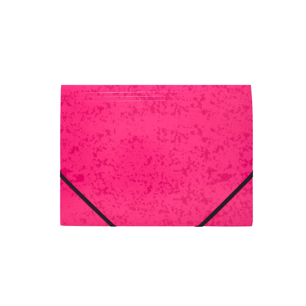 Pack of 12 A4 Pink Card 3 Flap Folders With Elastic Closure