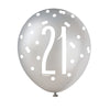 Pack of 6 Birthday Black Glitz Number 21 12" Latex Balloons