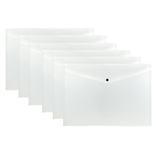 Pack of 20 Janrax A3 Clear Document Wallets - Button Stud Folder