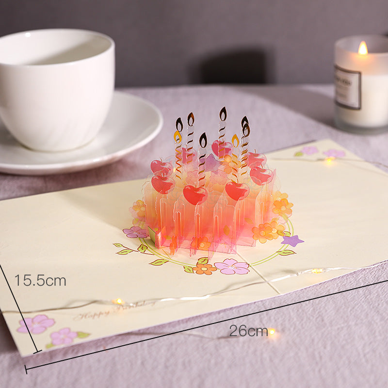Orange Crystal Cake 3D Pop Up Birthday Card