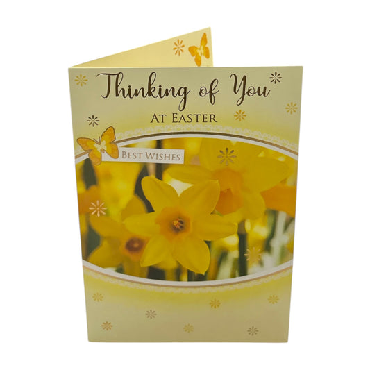 Thinking Of You Yellow Daffodil Flowers Design Easter Card