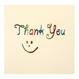 Pack of 5 Cream Smiley Thank You Cards
