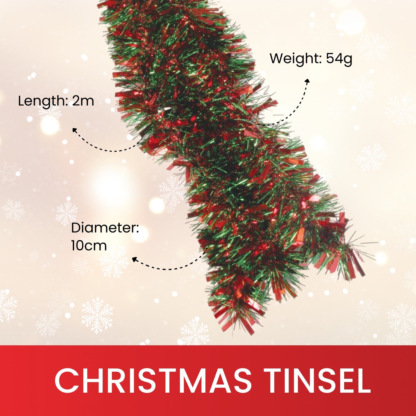 2m Christmas Chunky Multicoloured Tinsel