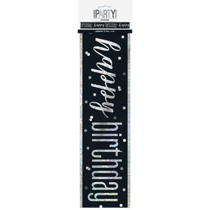 9ft Glitz Black & Silver Prismatic Foil Banner 