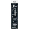 9ft Glitz Black & Silver Prismatic Foil Banner "Happy Birthday"