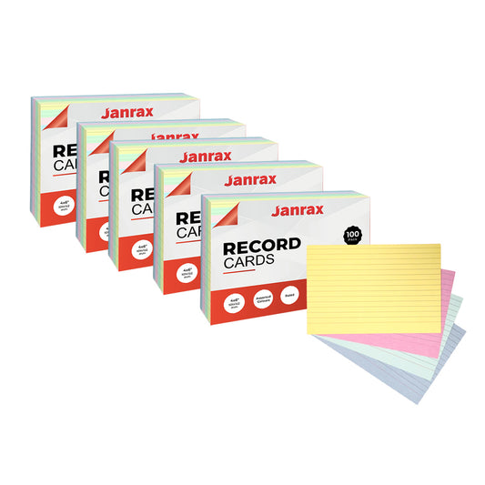 Pack of 600 Assorted Colour Ruled 6x4" Record Cards – Lined Study Index Cards for Notes, Revision