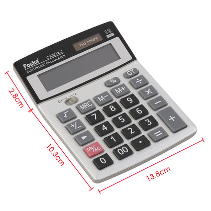 12 Digit Large Display Calculator - Two Way Power