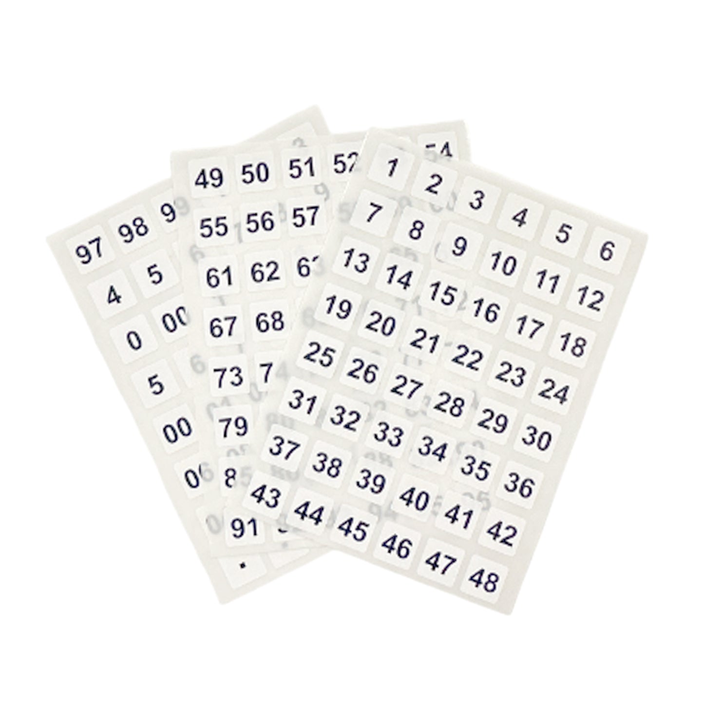 Pack of 144 Black on White 00-99 Number 12x12mm Self Adhesive Labels