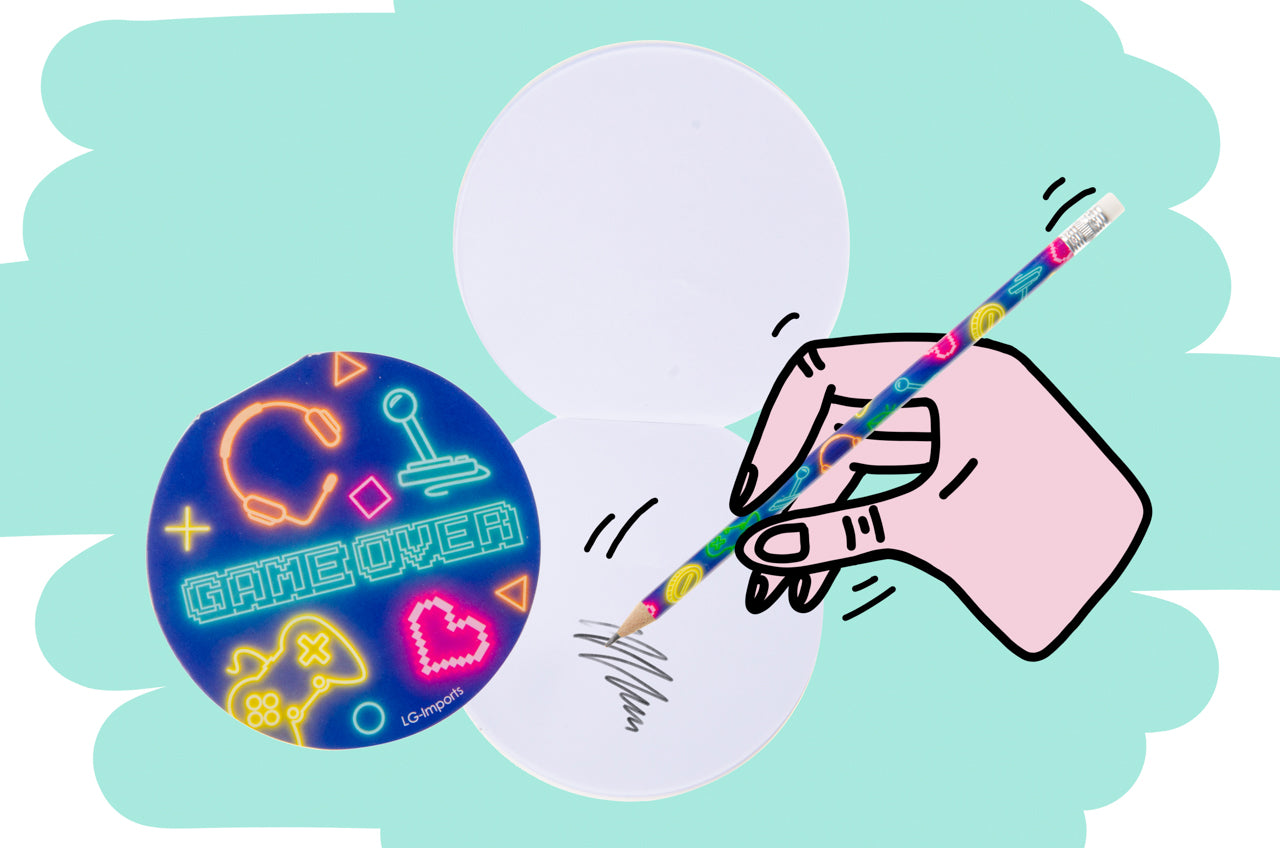 Pack of 12 Round Gamer Design Notebook 8cm