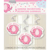 Pack of 3 26" Baby Shower Umbrellaphants Pink Hanging Swirl Decorations