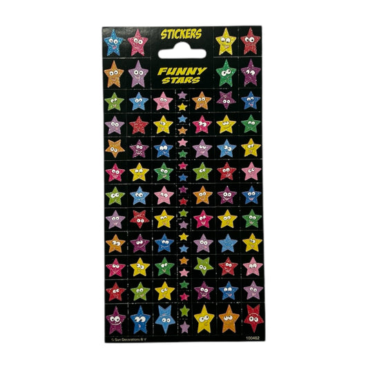 Pack of 5 Glitter Finished Funny Stars Sticker Sheets