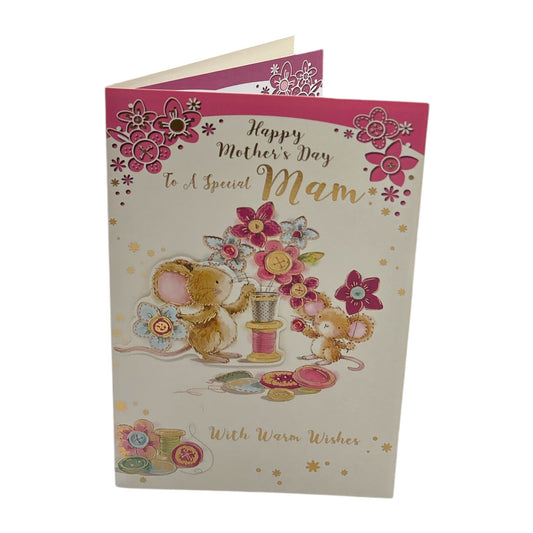 To A Special Mam Mouse Holding Flower Design Mother's Day Card