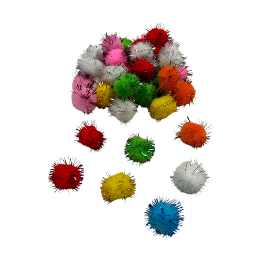 Bag of 35 Pieces 2cm Colorful Flash Pom Pom Balls