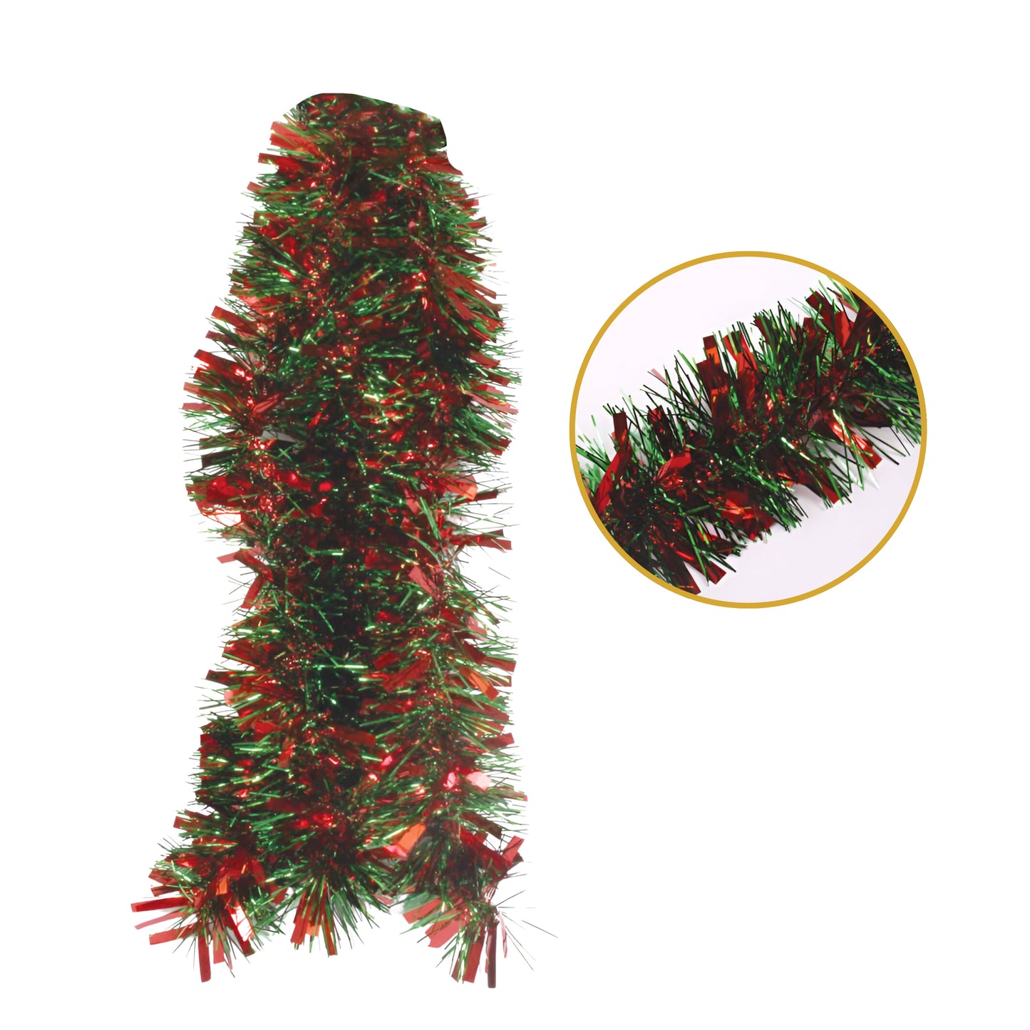 2m Christmas Chunky Red & Green Tinsel