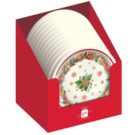 Pack of 6 Christmas Wreath Round Paper Bowls 16.5cm