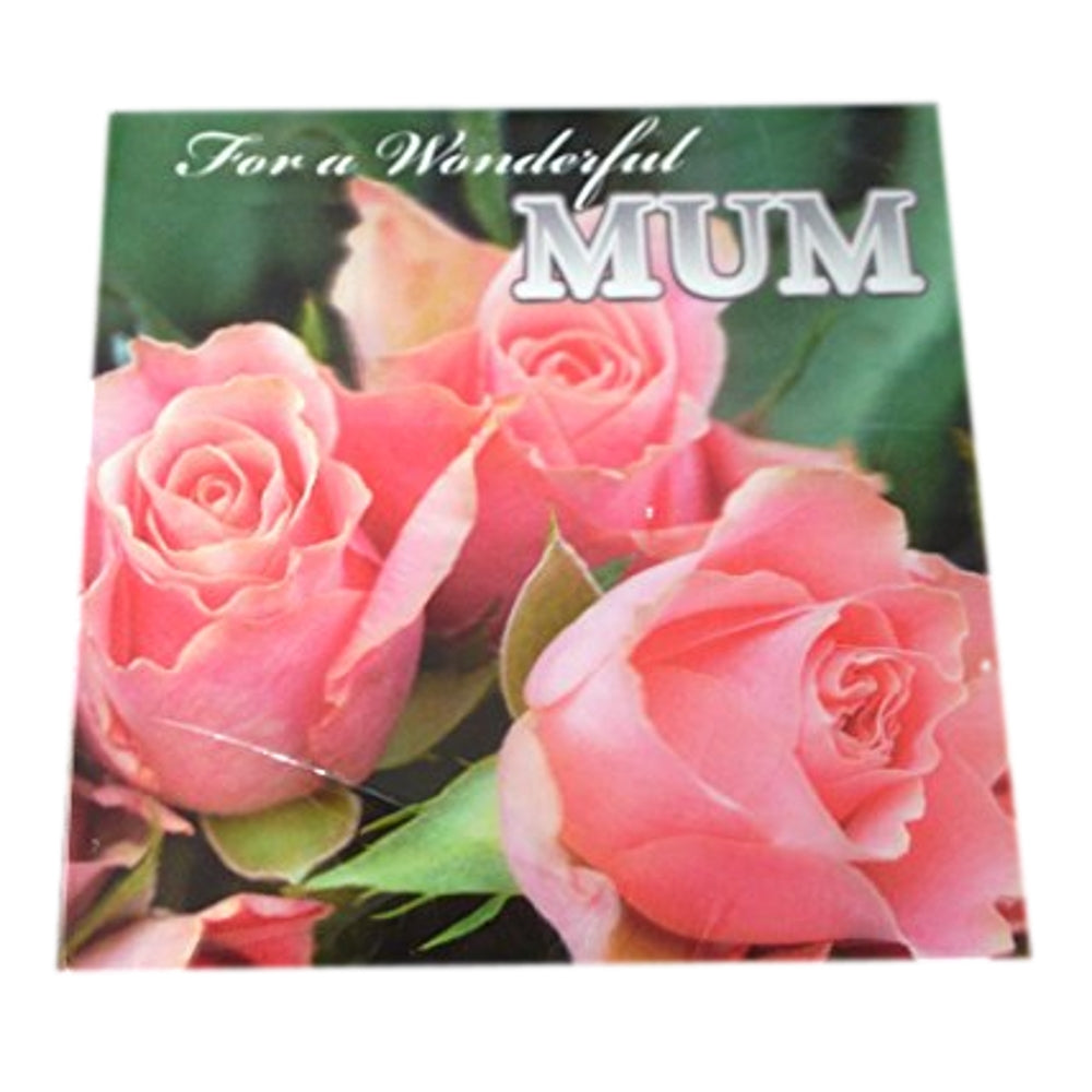 Wonderful Mum Lovely Peach Roses 3D Holographic Mother's Day New Card {DC}