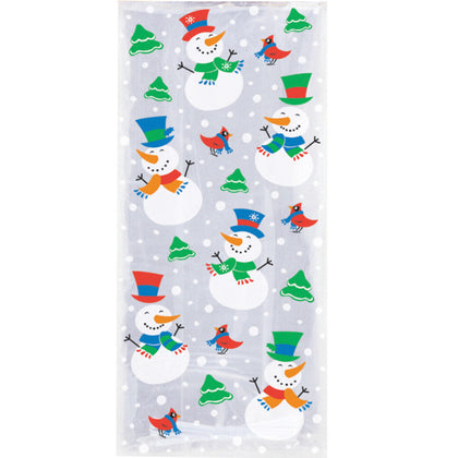 Pack of 20 Snowman Glee Cellophane Christmas Bags