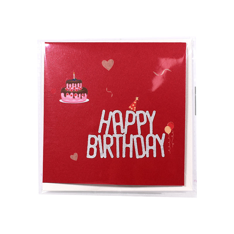 Chocolate Fruit Birthday Cake 3D Pop Up Greeting Card