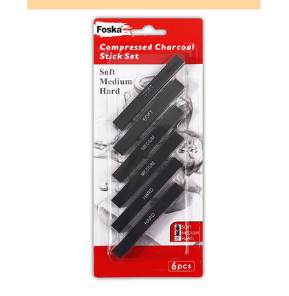 Pack of 6 Compressed Charcoal Stick Set