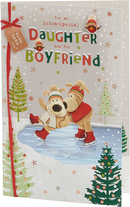 For Daughter and Her Boyfriend Boofles Ice Skating Design Christmas Card