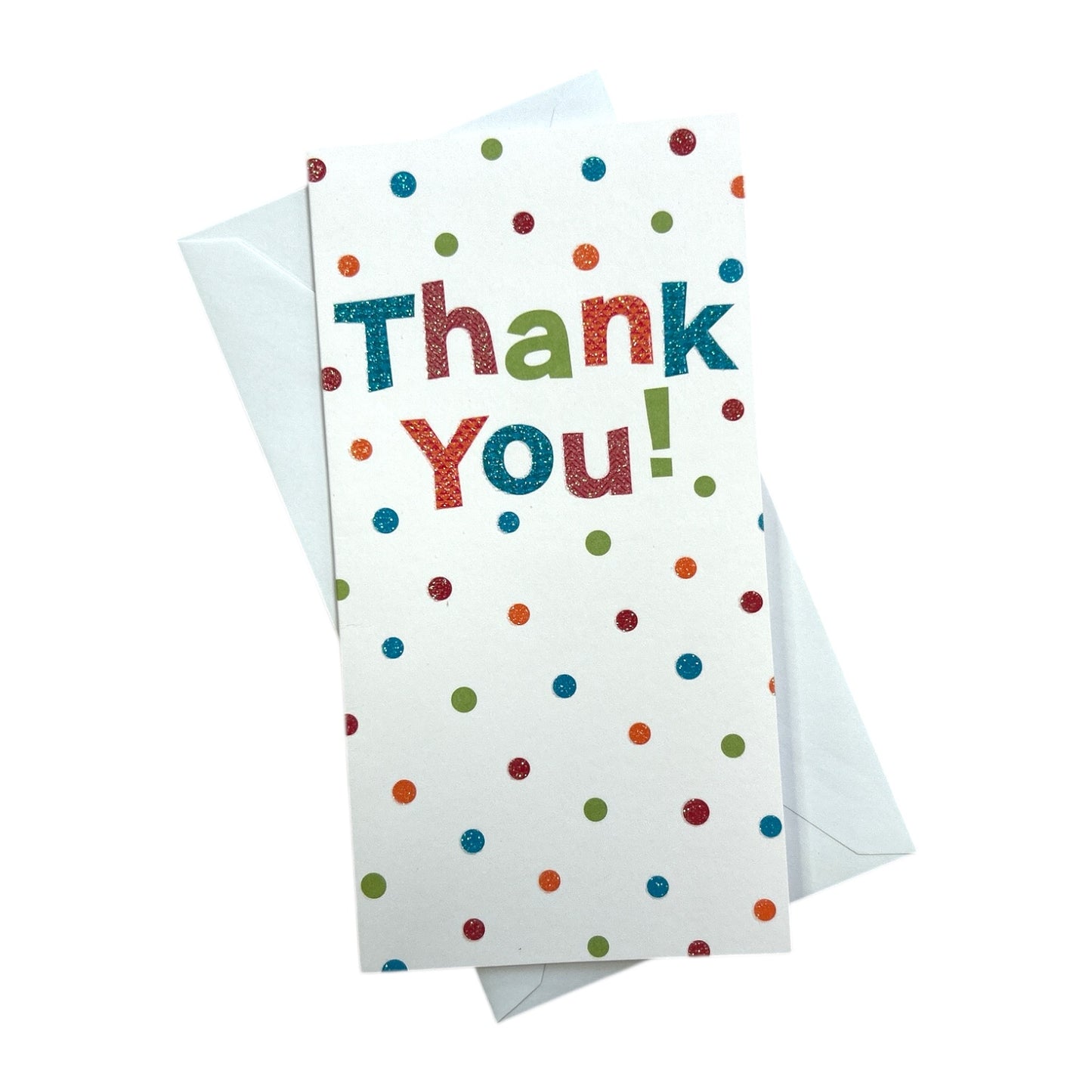 Pack of 8 Glitter Finished Thank You Cards with Spots