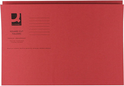 Pack of 100 Mediumweight 250gsm Foolscap Red Square Cut Folders