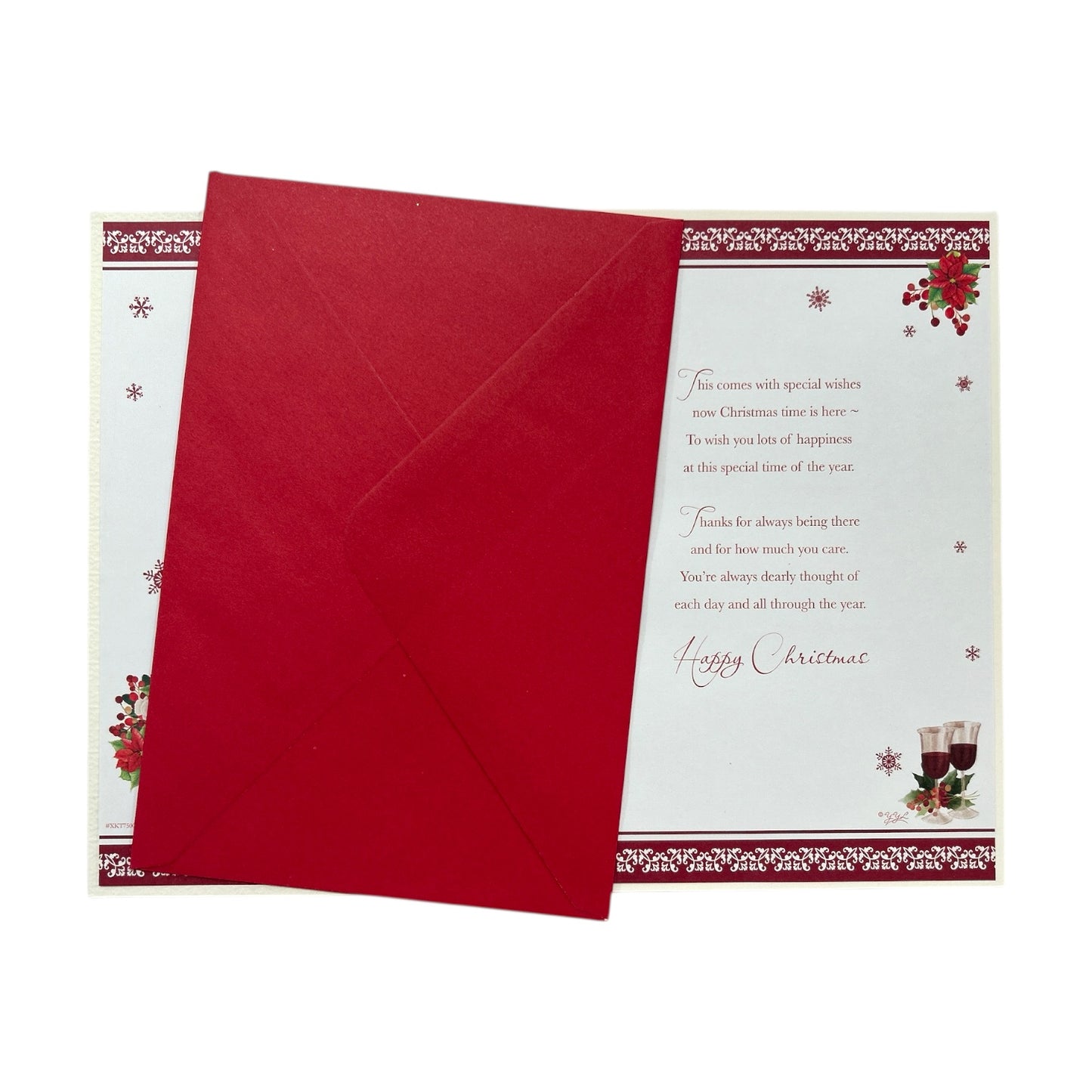 For Fiancée Floral Glitter Finished Christmas Card