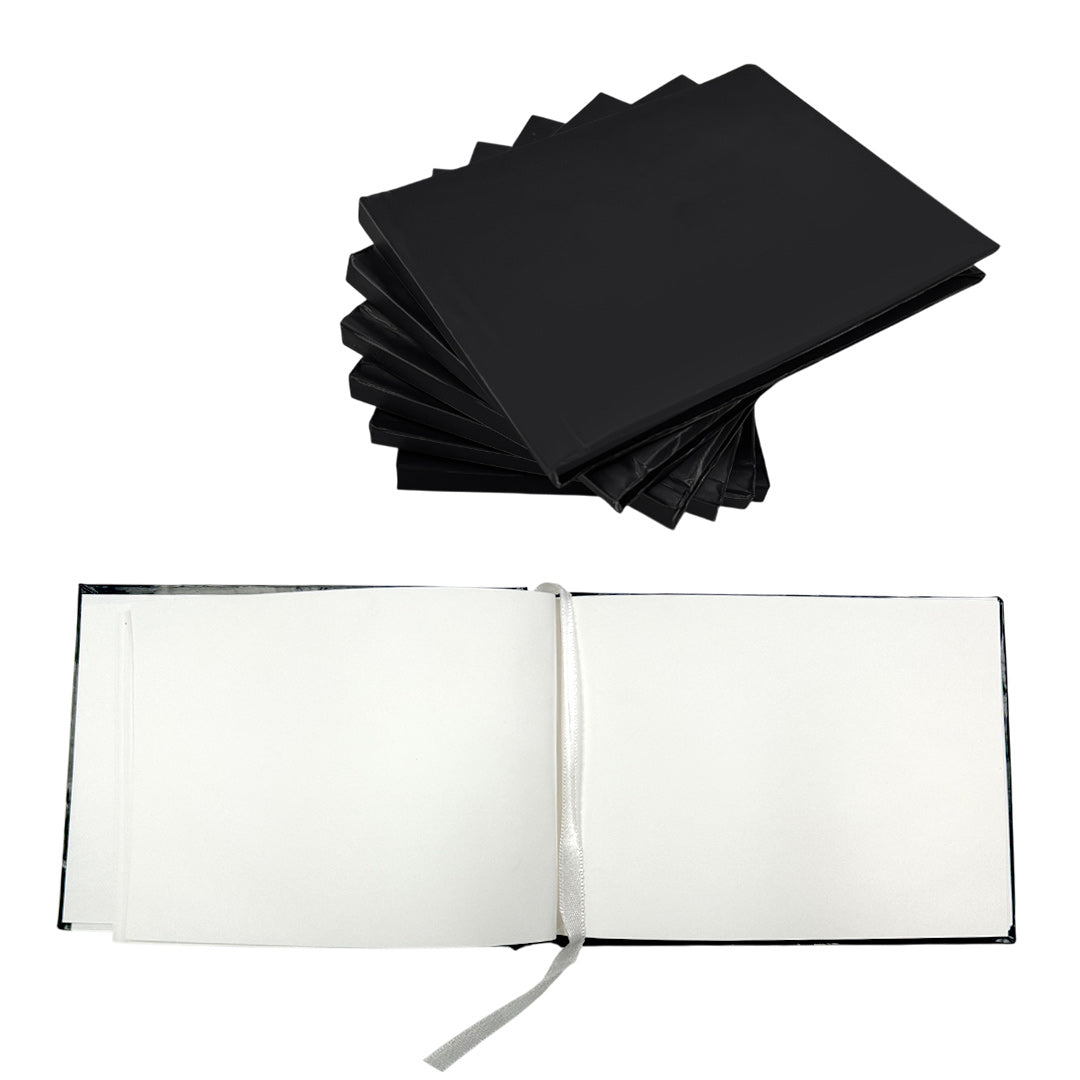 Pack of 12 Plain Cover 100 Pages Black Autograph Books – School Leavers Signature, End of Term Memory Book
