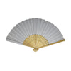 White Paper Foldable Hand Held Bamboo Wooden Fan by Parev