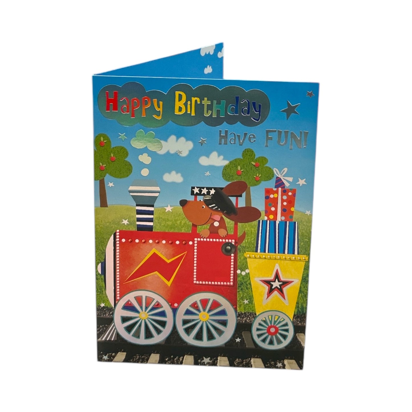 Open Male Juvenile Trendy Pops Train Birthday Card