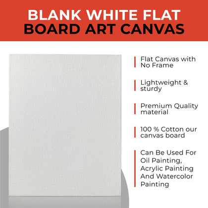 Set of 10 Assorted Sizes Blank White Flat Stretched Board Art Canvas By Janrax