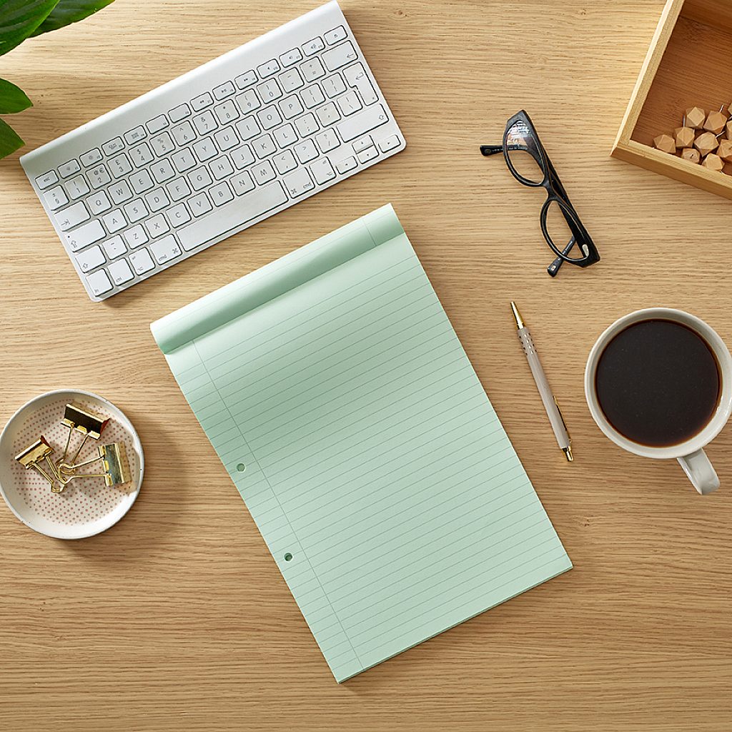 Rhino A4 Green Paper 100 Page 8mm Lined with Margin Refill Pad