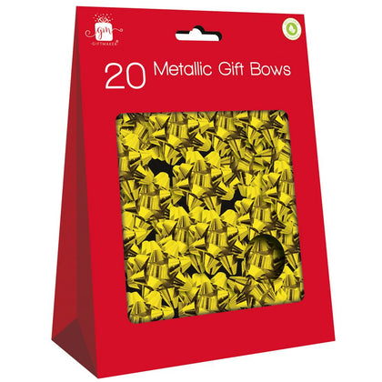 Pack of 20 Gold Metallic Christmas Bows