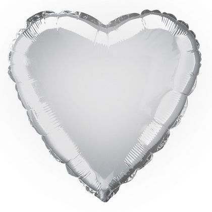 Silver Solid Heart Foil Balloon 18