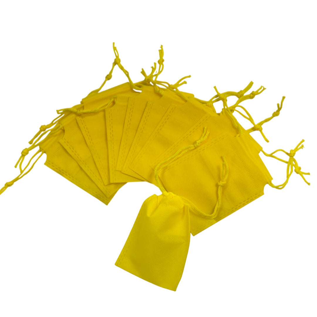 Pack of 25 Yellow Coloured 12x9cm Non-Woven Drawstring Bags