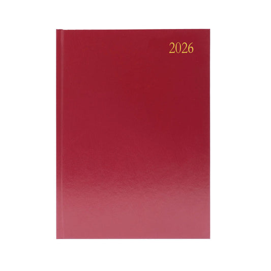 2026 A4 Week To View Burgundy Desk Diary kfa43bg26