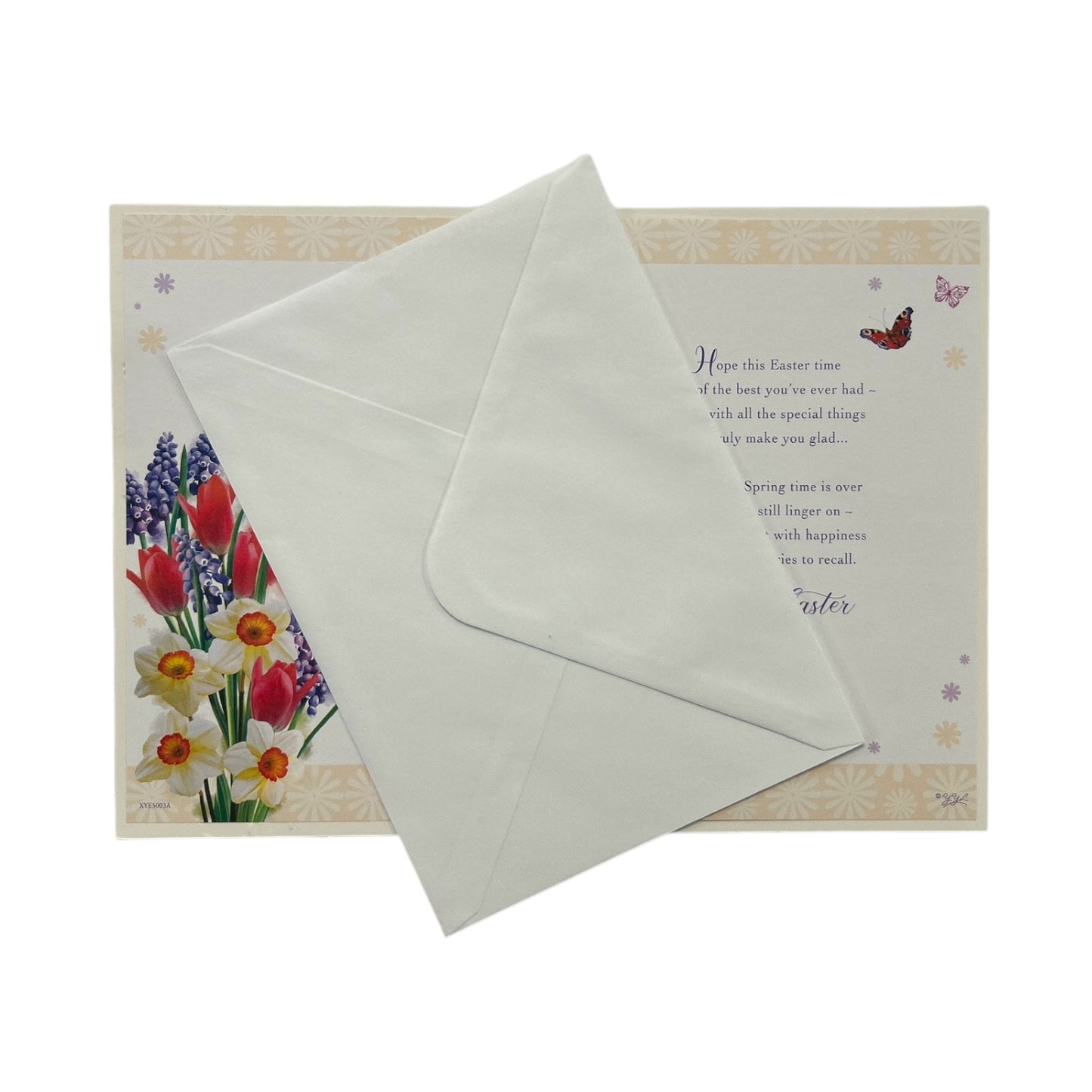 Easter Wishes Floral And Butterflies Design Greeting Card