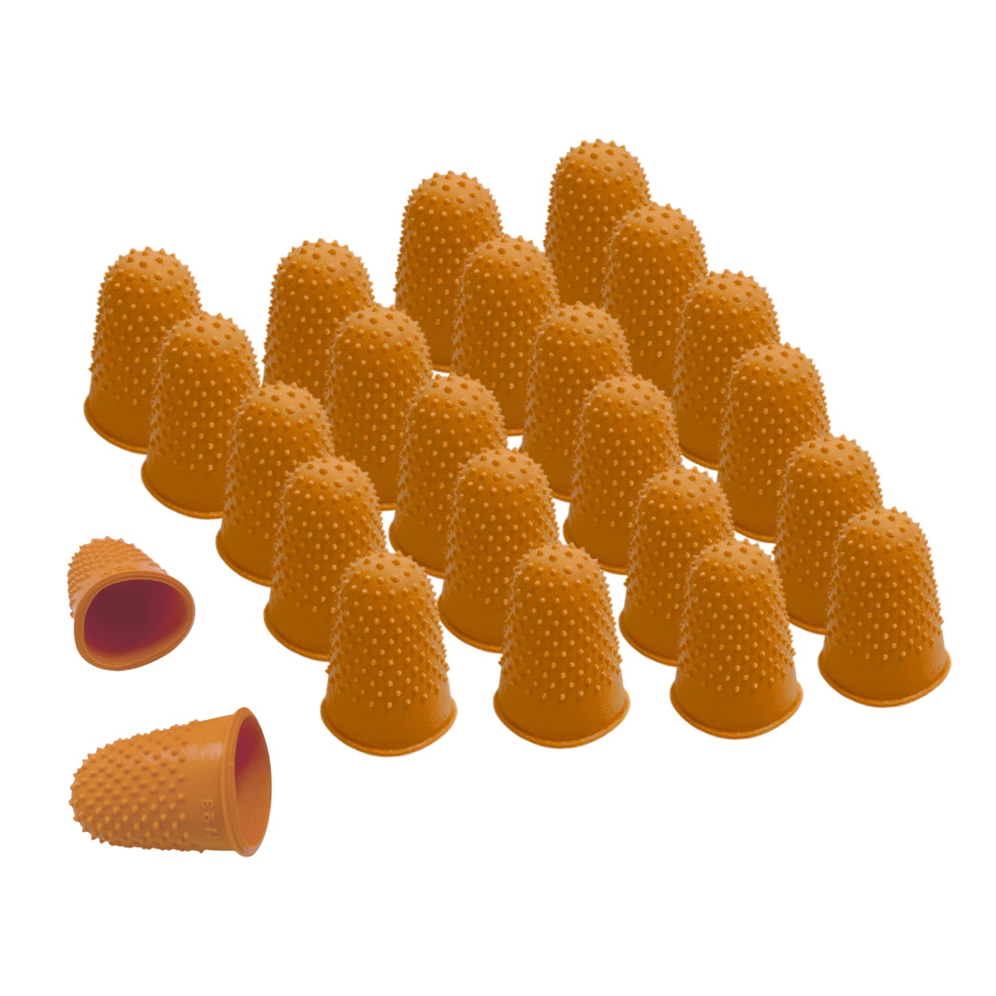 Pack of 24 Orange No.3 Rubber Thimblettes - Extra Large Thimble Finger Cones