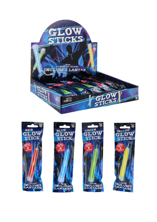 Single Glow Sticks (15cm) with Lanyards