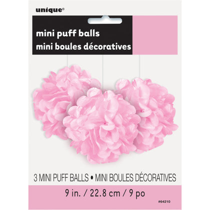 Pack of 3 Lovely Pink Mini Puff Tissue Decorations