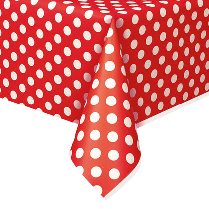 Ruby Red Dots Rectangular Plastic Table Cover, 54