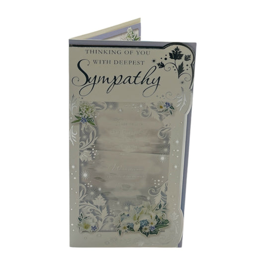 Thinking Of You White Flowers Design Opacity Sympathy Card