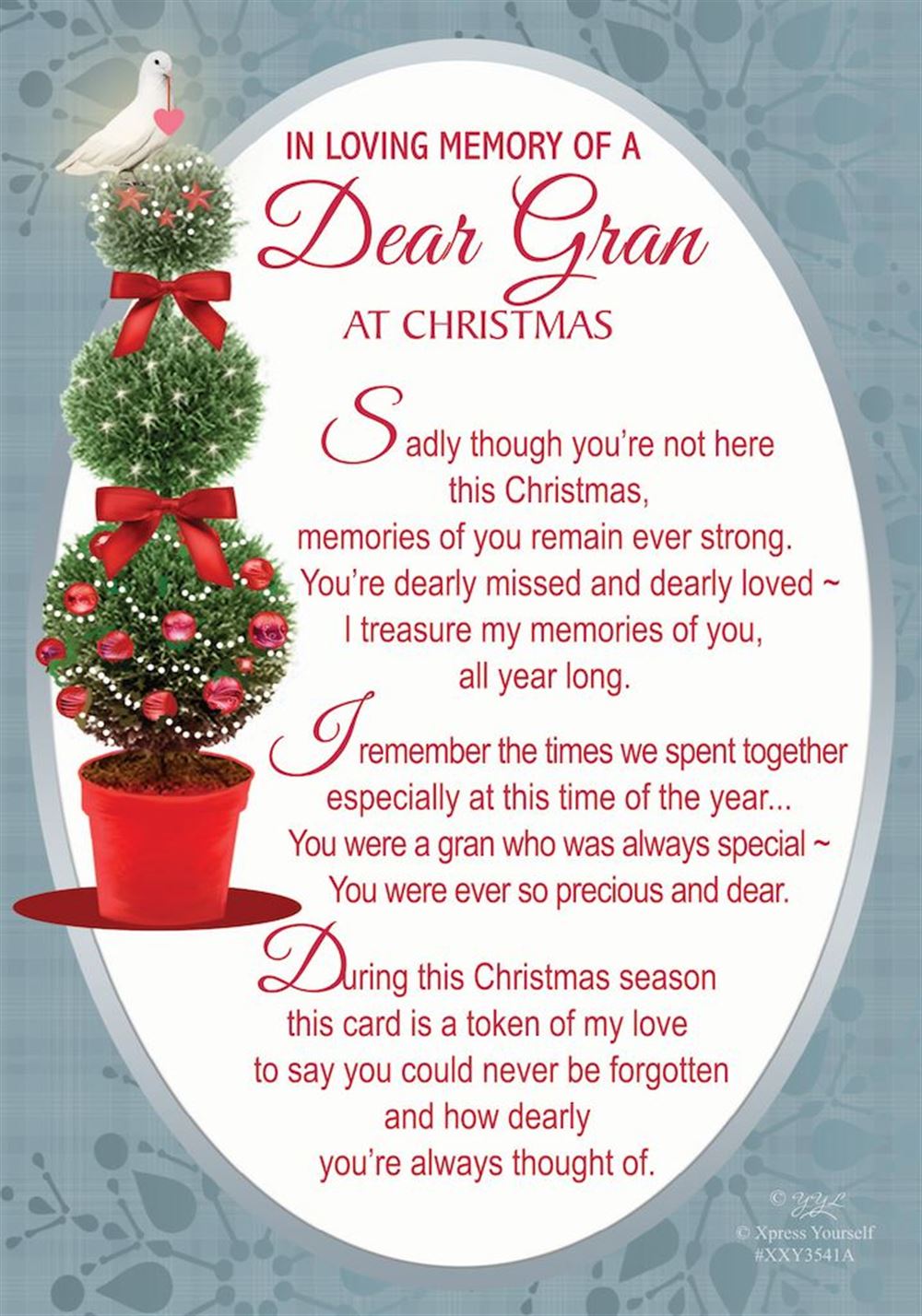 In Loving Memory of a Dear Gran Christmas Graveside Keepsake Card