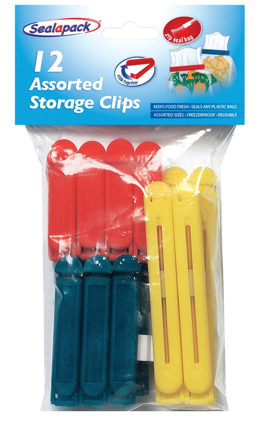 Pack of 12 Assorted Storage Bag Clips
