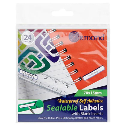 Pack of 24 70x15mm Waterproof Self Adhesive Sealable Labels by Ormond