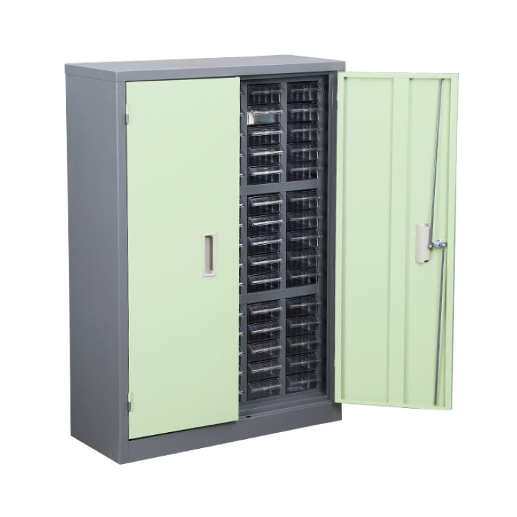 Clear 100 Drawers Parts Cabinet Storage Unit with Metal Door and Lock