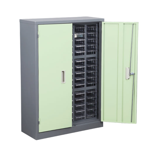 Clear 100 Drawers Parts Cabinet Storage Unit with Metal Door and Lock