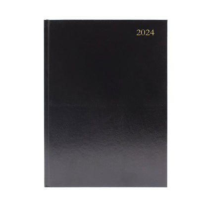 2024 A5 2 Days Per Page Black Desk Diary