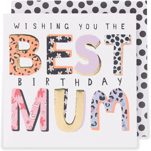 Colourful Lettering Mum Birthday Card