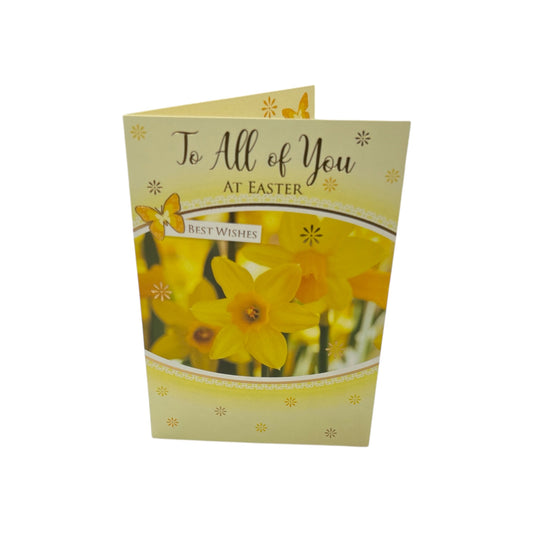 To All Of You Yellow Daffodil Flowers Design Easter Card